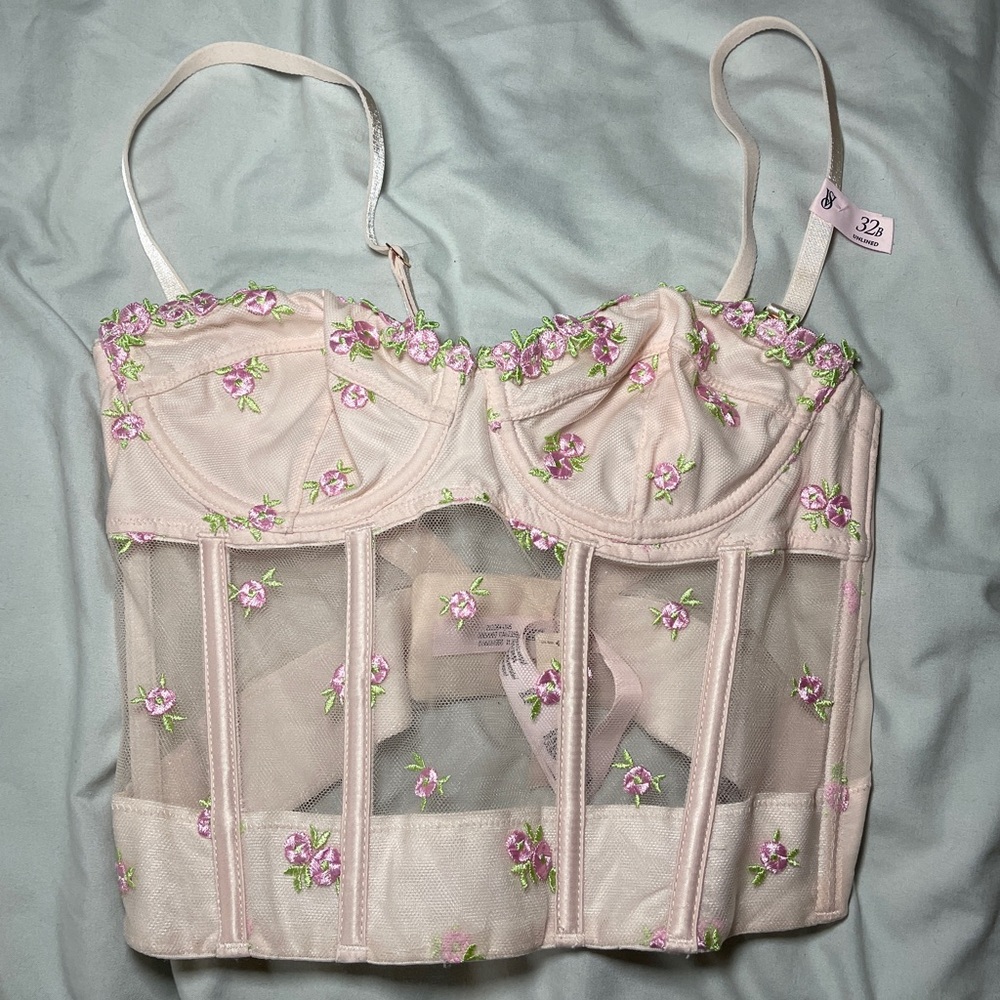 Victoria’s Secret Floral Embroidered Bustier Top